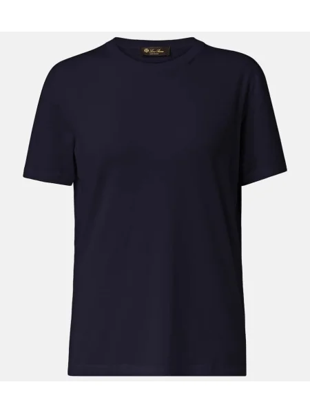 Tricou Loro Piana din jerseu albastru
