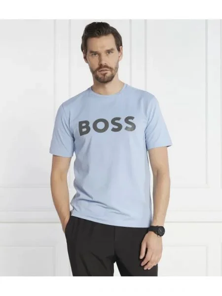 BOSS GREEN Tricou Tee 8 | stretch albastru