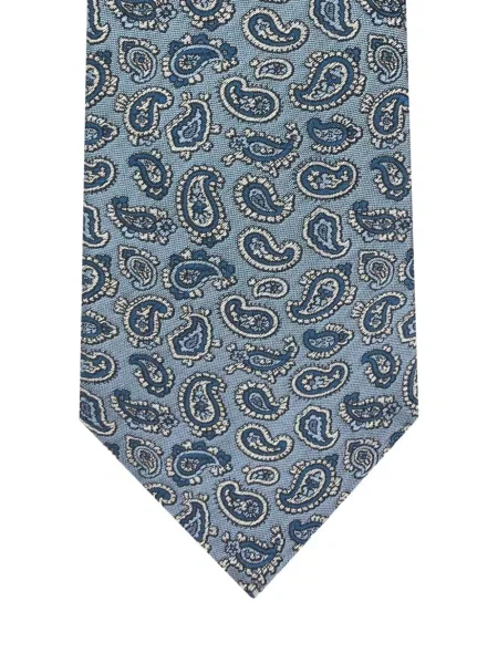 Cravată Etro de mătase cu model paisley albastru