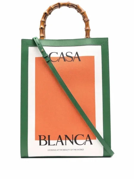 Geantă Casablanca cu imagine din bambus verde