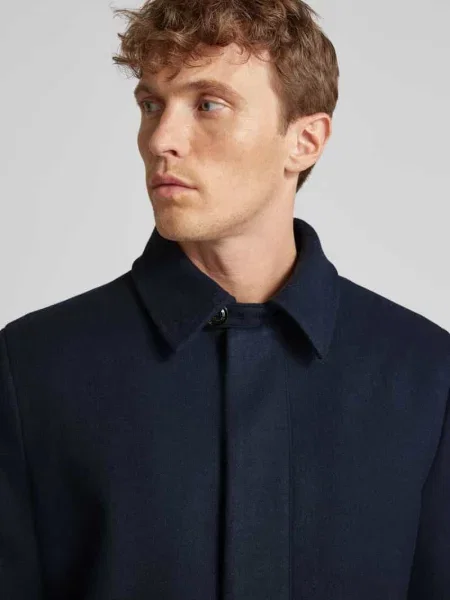 Płaszcz o kroju regular fit z imitacji wełny z krytą listwą guzikową S.oliver Black Label granatowy