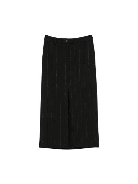 Spódnica midi Seventy wełniana w paski czarna