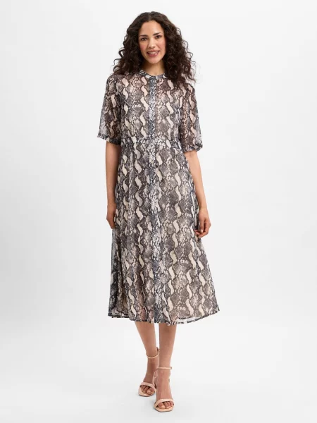 Nümph Letnia sukienka Nukyndall Kobiety wzorzysty 34 szary