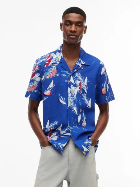 Tommy Jeans Cămașă albastru / roșu / negru alb