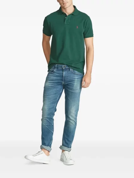 Lanena polo majica Polo Ralph Lauren karirana zelena