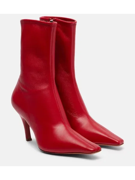 Usnjene čevlji do gležnjev Amina Muaddi rdeča