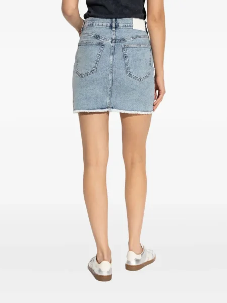 Fustă din denim Gestuz cu talie înaltă albastru