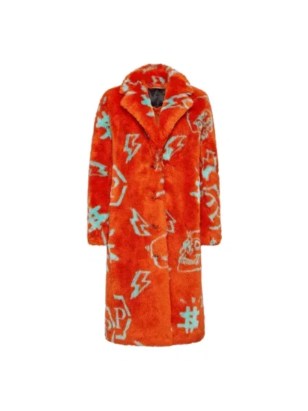 Długi futro Philipp Plein pomarańczowe