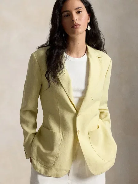 Polo Ralph Lauren sacou cu un singur rând de pentru femei din in galben