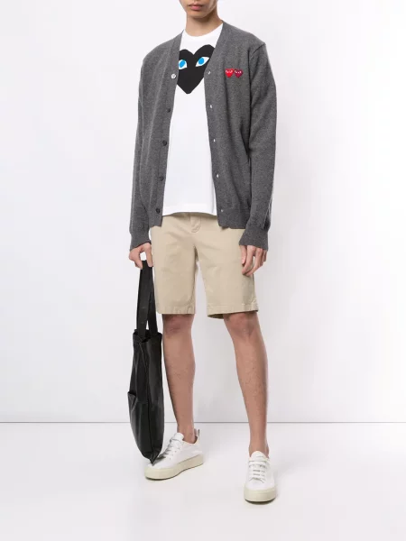 Cardigan Comme Des Garcons Play cu broderie gri