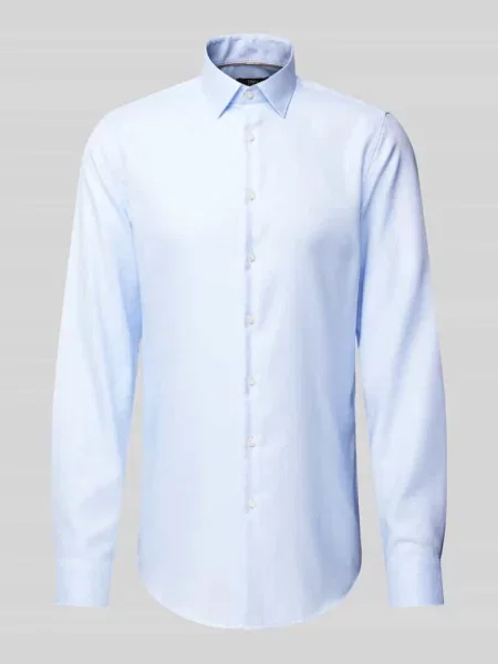 Koszula biznesowa o kroju slim fit z bardzo długim rękawem i kołnierzykiem typu kent Jake*s błękitna