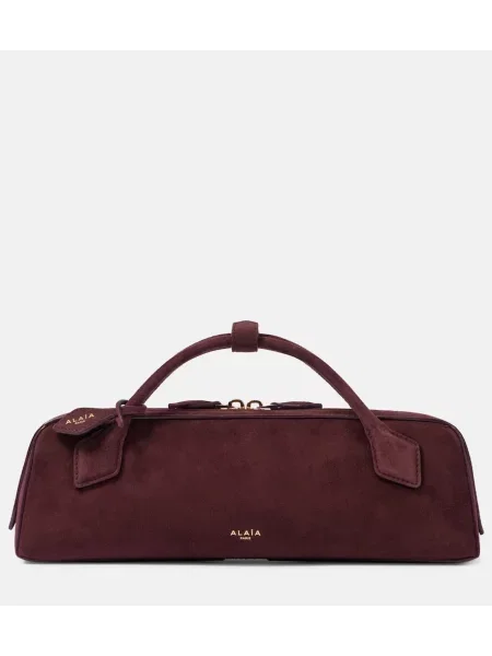 Geantă plic Alaïa din piele de căprioară bordo