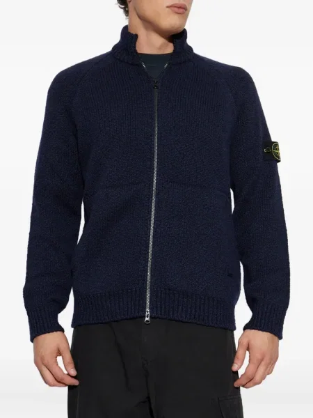 Pulover Stone Island de lână cu strasuri albastru