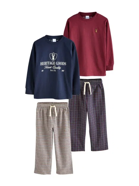 Next Pijamale bleumarin / roșu bordeaux alb