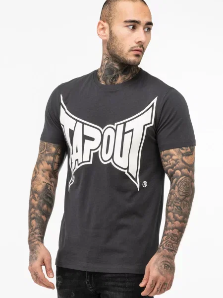 T-shirt o klasycznym kroju Tapout Logo szara