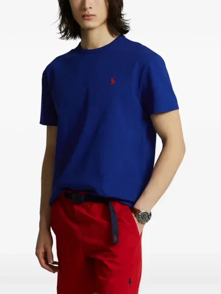 Tricou polo Polo Ralph Lauren cu glugă cu blană cu broderie roșu