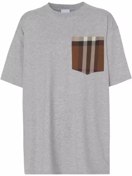 Tricou Burberry în carouri gri