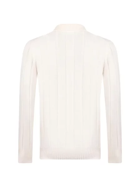 Lung tricou polo Gran Sasso tricotate alb