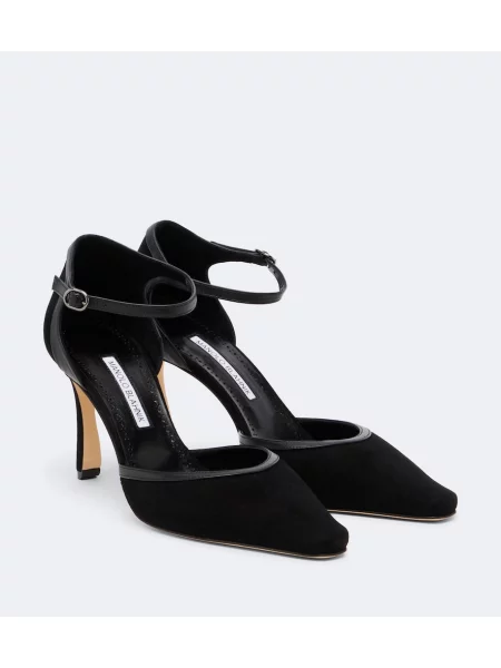 Pantofi cu toc Manolo Blahnik din piele de căprioară negru