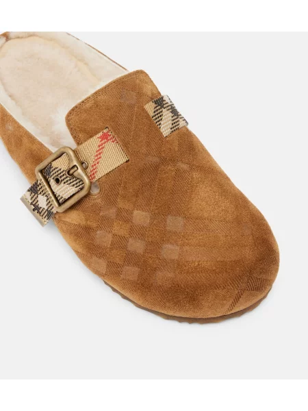 Saboți Burberry din piele de căprioară maro