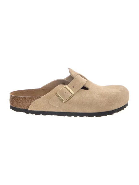 Klapki BIRKENSTOCK Boston Suede Leather sandcastle beżowe