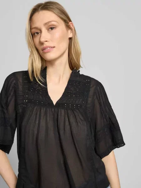 Bluzkowy t-shirt z dekoltem w serek model Siama' Neo Noir czarna