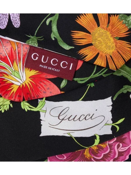 Fular Gucci de mătase cu model floral negru