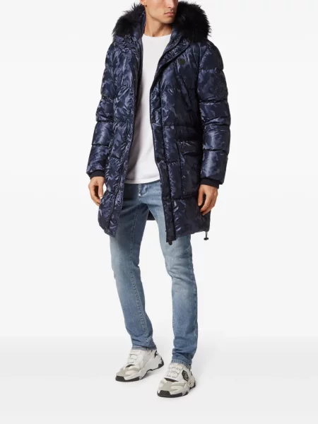 Raštuota parka Philipp Plein izoliuoti mėlyna