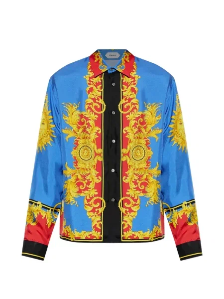 Cămașă Versace de mătase albastru