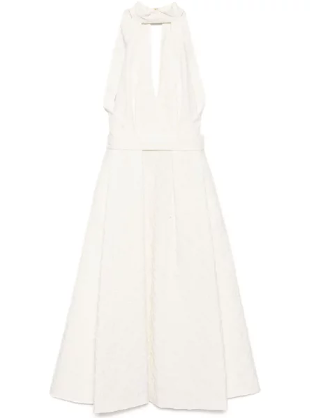 Rochie midi Elie Saab cu broderie până la genunchi de costum alb