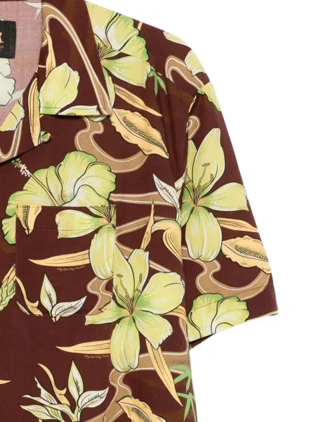 Cămașă Deus Ex Machina cu model floral maro