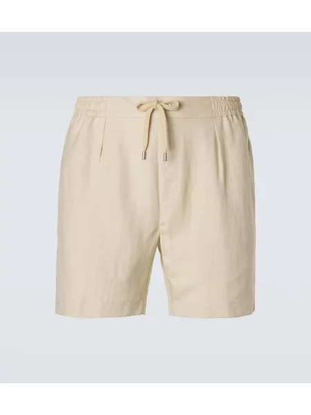 Pantaloni scurți Ralph Lauren Purple Label de in plisate bej