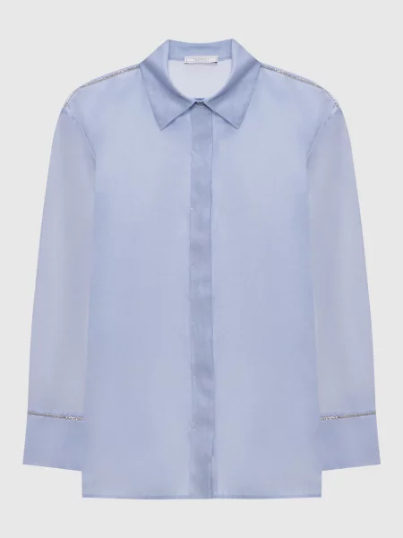 Блуза з шовком з ланцюжком моніль Peserico блакитна