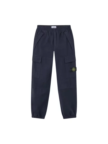 Spodnie cargo Stone Island wełniane z kamieniami niebieskie