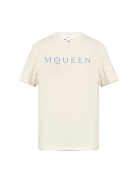 Koszulka Alexander Mcqueen z logo beżowa