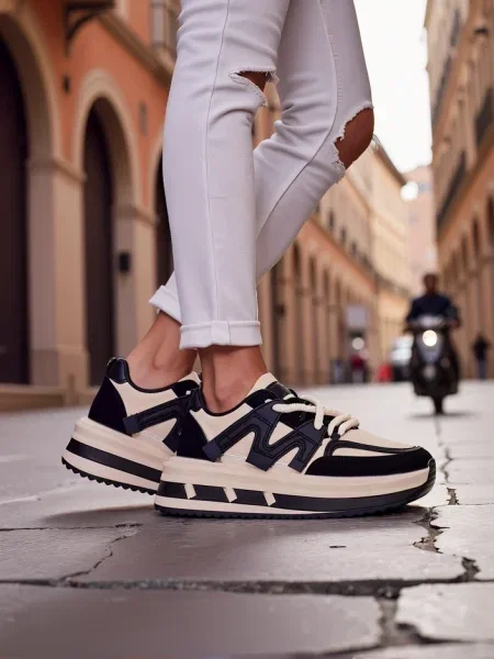 Sneakerși Resti cu platformă negru