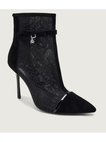 Karl Lagerfeld De dantelă botine cu subțire Sarabande | piele întoarsă negru