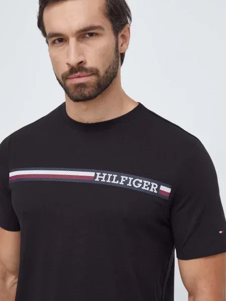 Тениска Tommy Hilfiger с принт черно