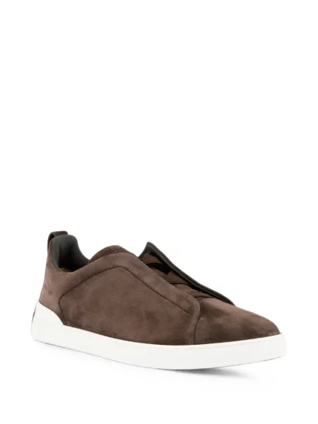 Sneakerși Zegna din piele de căprioară maro