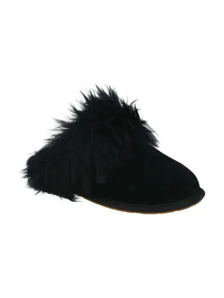 UGG Bőr otthoni cipő SCUFF SIS gyapjú hozzáadásával fekete