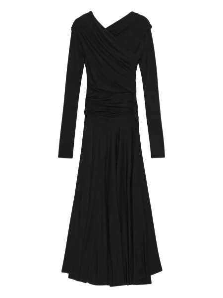 Maksi sukienka maxi Ganni z dżerseju garniturowa czarna