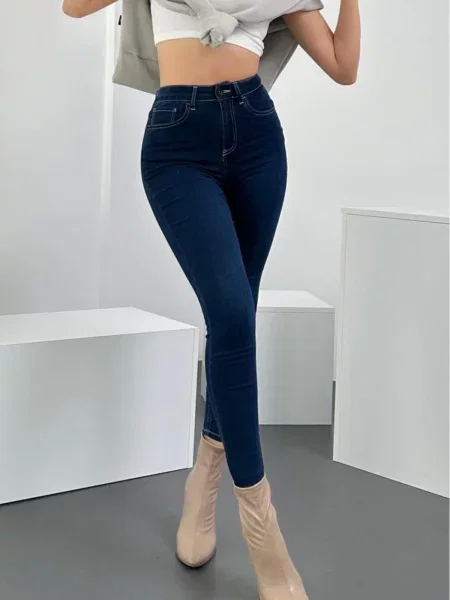 Blugi skinny Dewberry skinny fit albastru