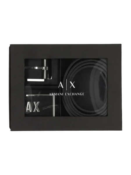 Usnjen dvostranski pas Armani Exchange črna