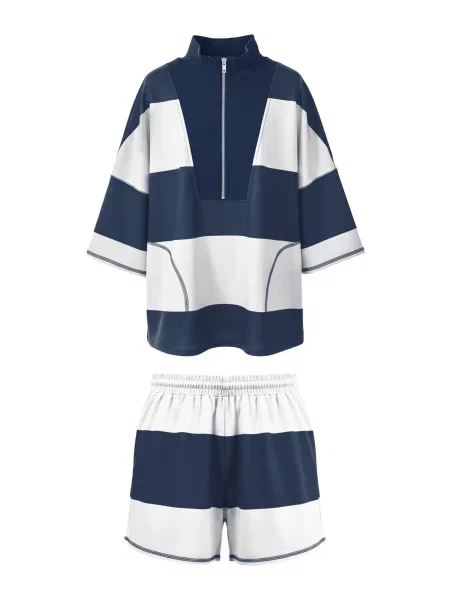 Imily Bela Costum cu pantaloni Active bleumarin alb