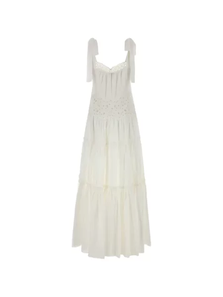 Rochie maxi Chloé cu broderie alb