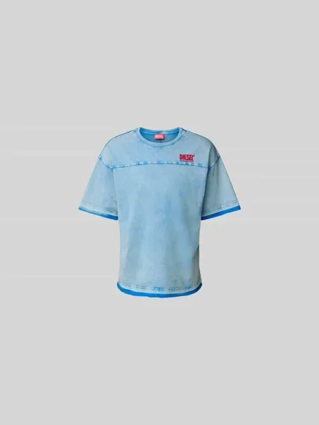 T-shirt o kroju relaxed fit z imitacji denimu Diesel niebieska