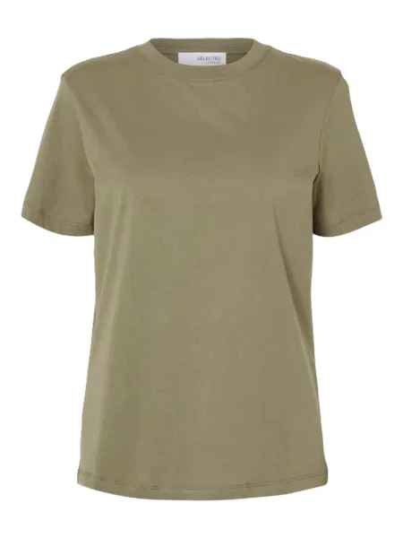 SELECTED Tricou SLFMYESSENTIAL kaki