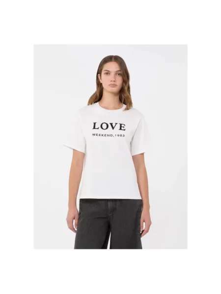 T-shirt o kroju slim fit z czystej bawełny model ‘DAGILE’ Weekend Max Mara biała