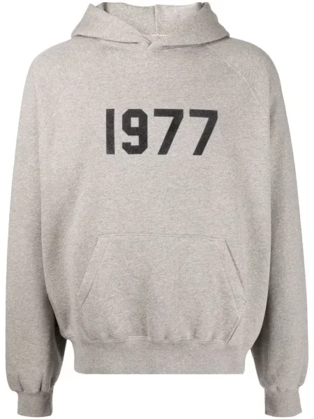 Hanorac cu glugă Fear Of God Essentials cu imagine gri