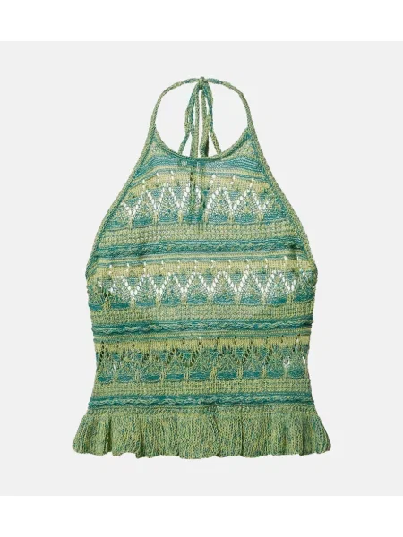 Top Etro cu gât halter verde